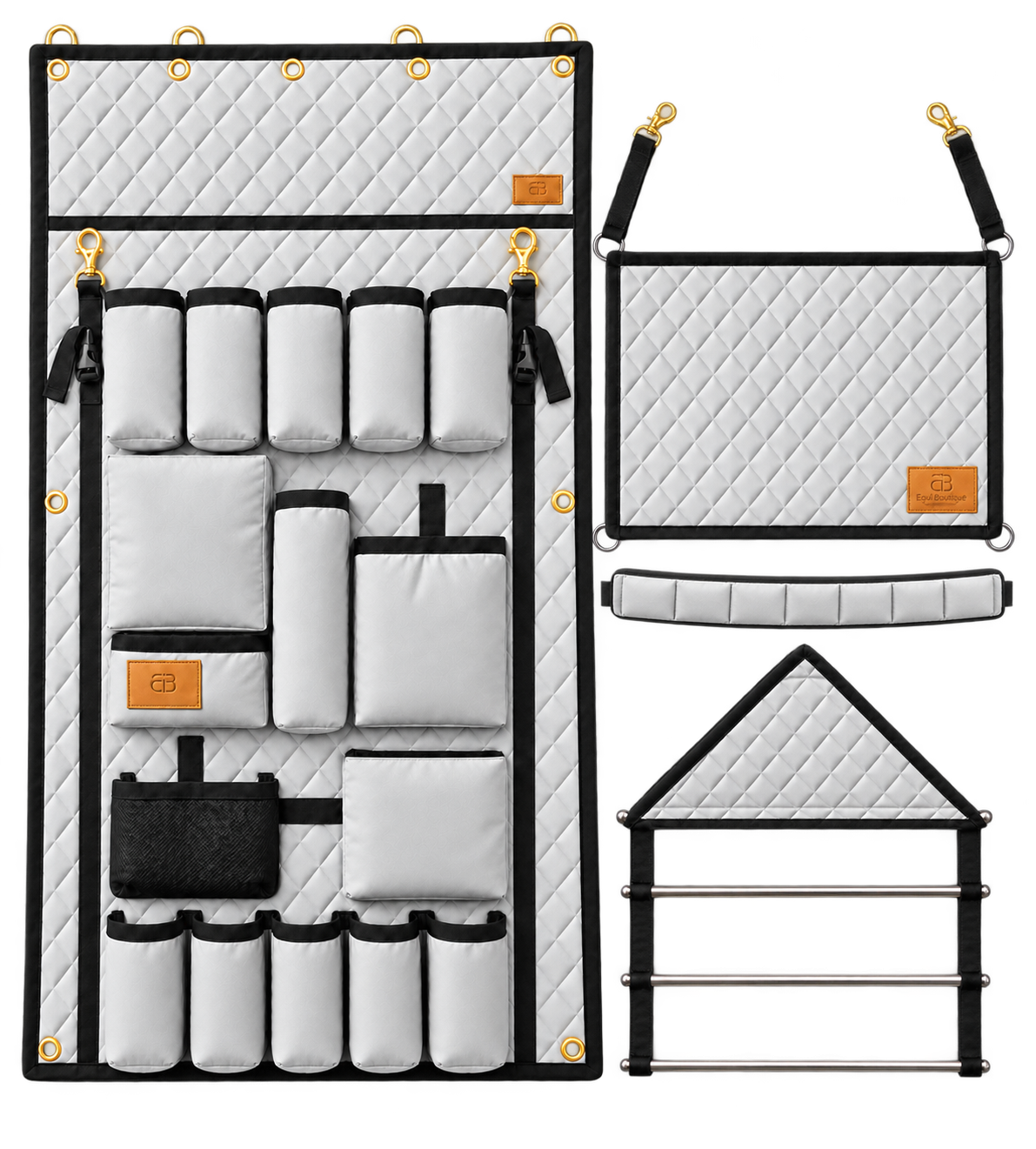 Full 5 pcs set of Curtain,Stable Holder,Stable Pocket, Saddle Pad Holder,Head Protector