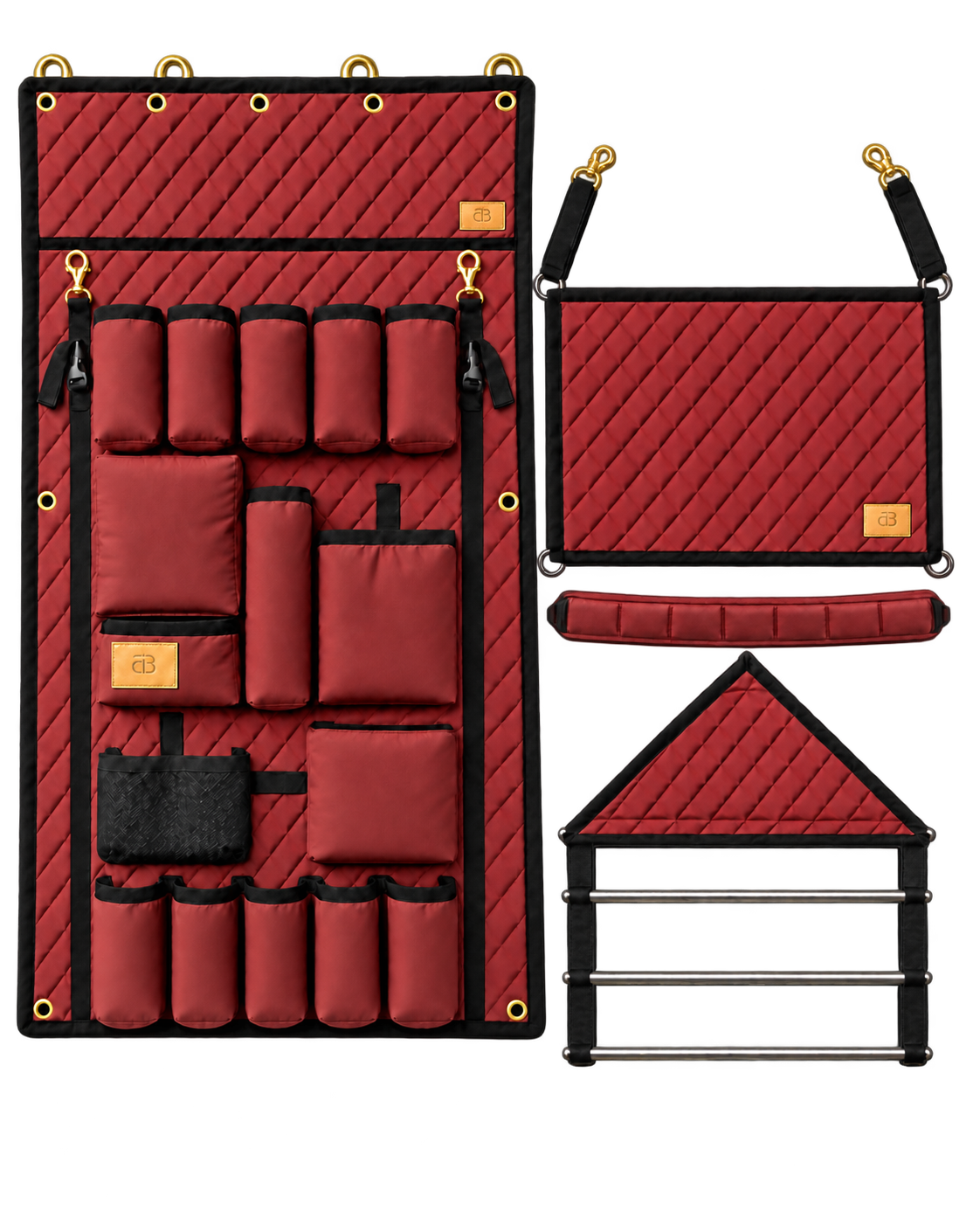 Full 5 pcs set of Curtain,Stable Holder,Stable Pocket, Saddle Pad Holder,Head Protector