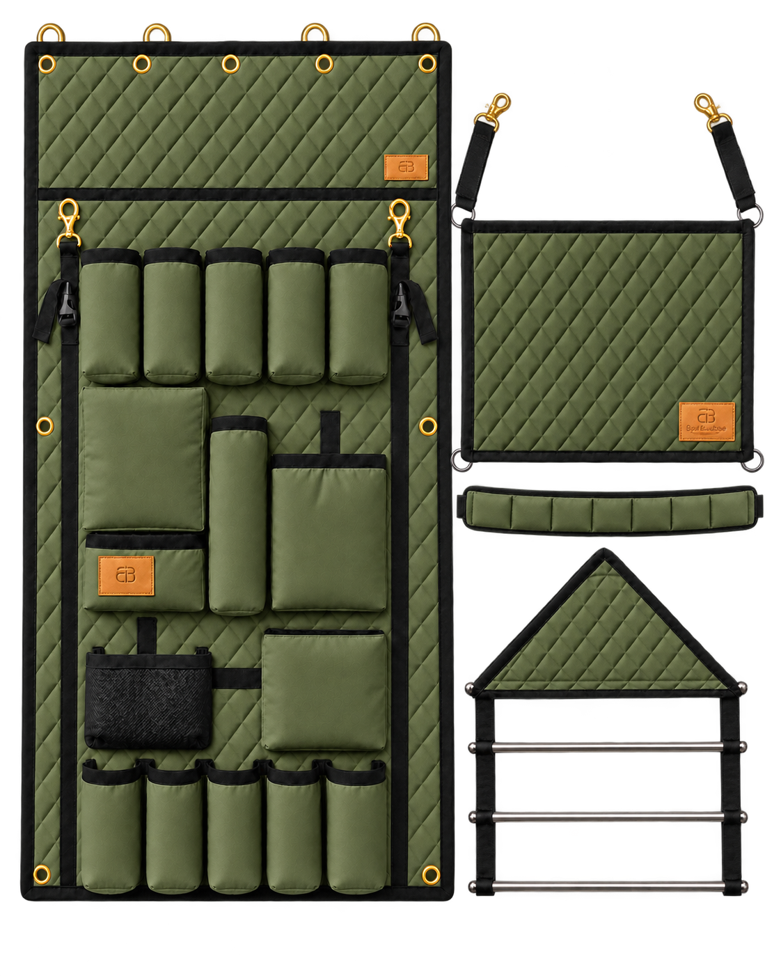 Full 5 pcs set of Curtain,Stable Holder,Stable Pocket, Saddle Pad Holder,Head Protector
